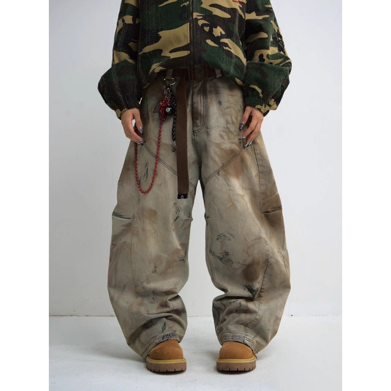 2025 American Vintage Washed Jeans Fashion Trend Loose Casual Straight Pants - Image 3